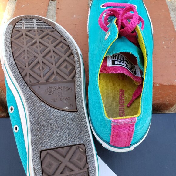 EUC CTAS Converse Double Tongue Mediterranean Blue/Pink 645147F (Jr. 6) KICKS - Picture 5 of 8